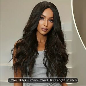 N/W/PACKAGE-Gorgeous Long Gradient Black/Brown Wig~Never Worn/Very Realistic